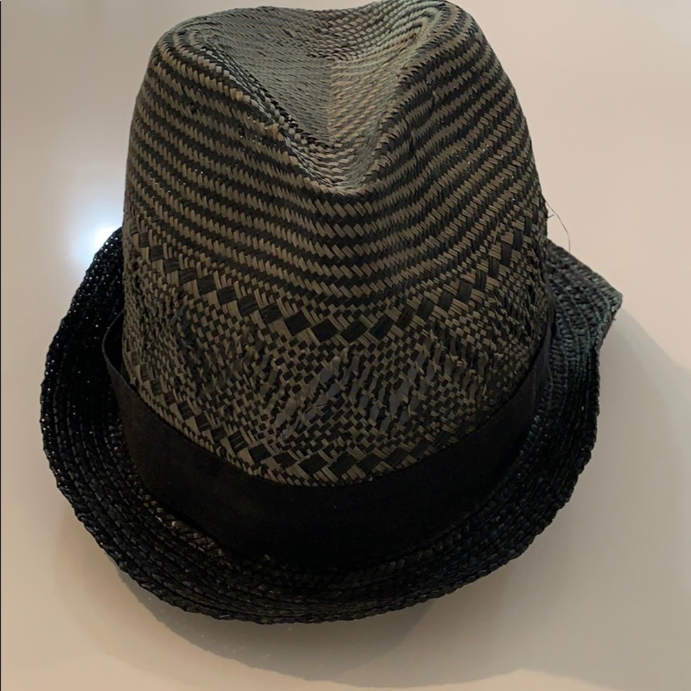 Grace Hats Black Straw Fedora Style Hat